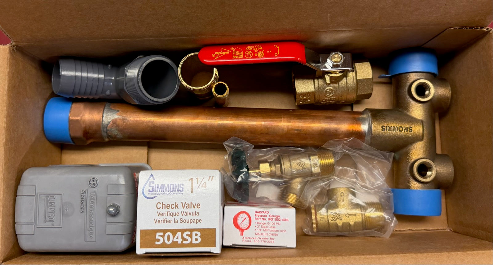 1-1/4 in Tank Tee Package (No-Lead) – Complete Installation Kit